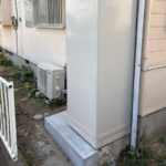 福岡県大野城市で給湯器交換した施工後の画像。 新しい給湯器はPanasonicのエコキュート。